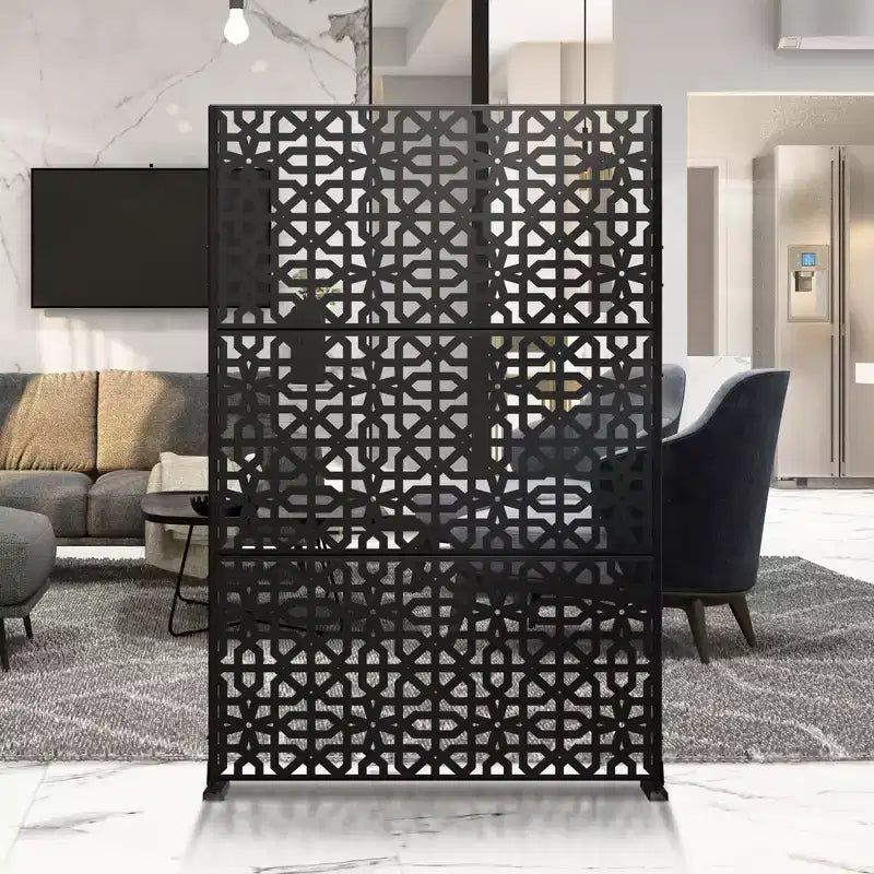Paravent d'intérieur métallique 72"x47", séparateur de pièce à 3 panneaux