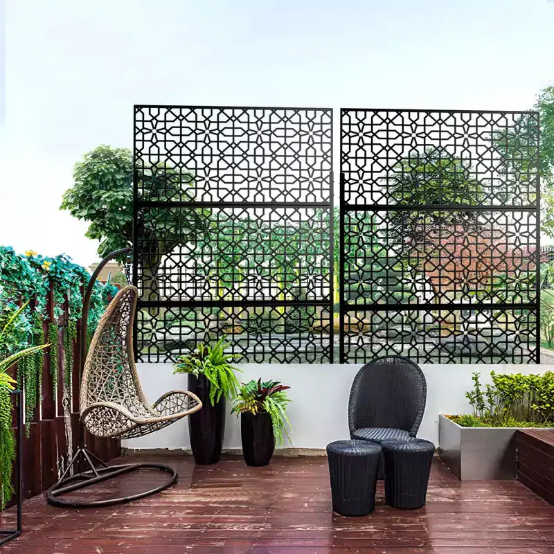 Paravent d'intérieur métallique 72"x47", séparateur de pièce à 3 panneaux