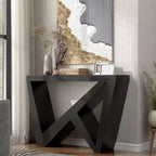 Console rectangulaire moderne avec motif géométrique, 122 cm