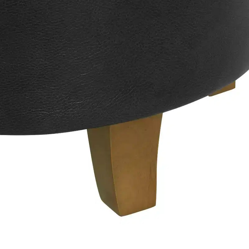 Pouf de rangement rond capitonné en similicuir